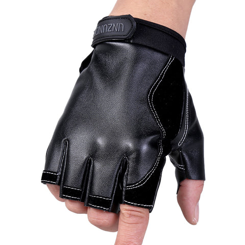 Half Finger Gloves Men Faux Leather