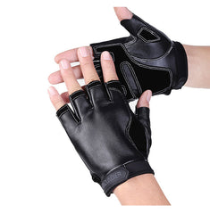 Half Finger Gloves Men Faux Leather